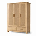 Armoire en bois avec panneaux de rotin et tiroirs