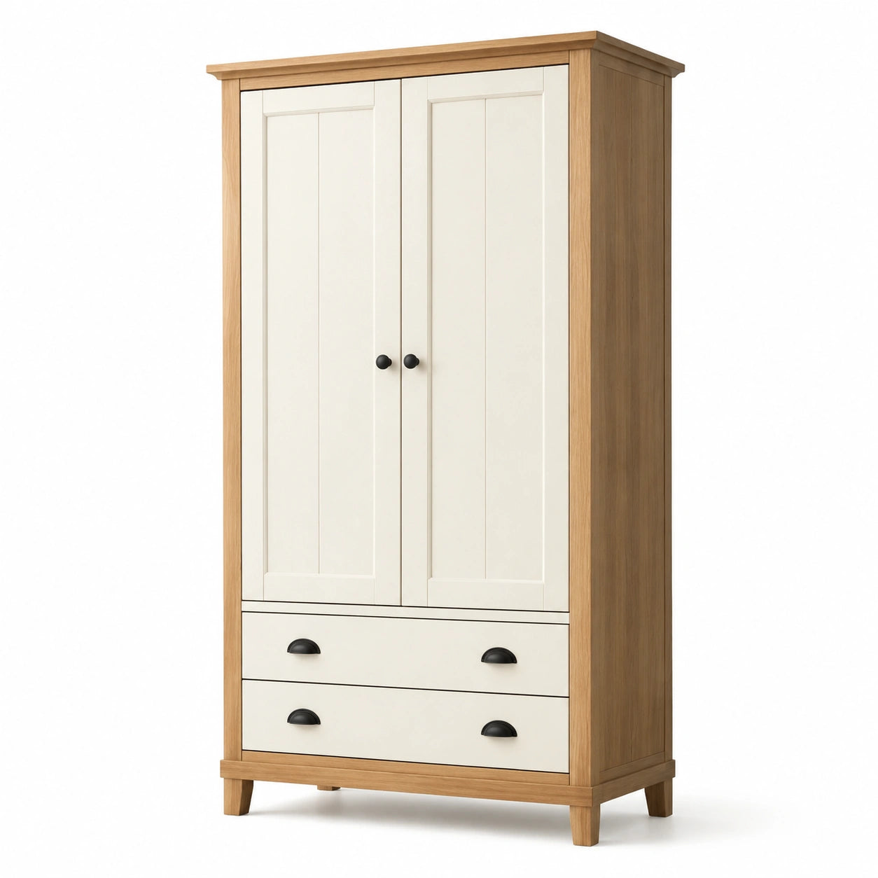 Armoire 2 portes en chêne et MDF crème