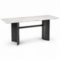 Table à manger marbre blanc et métal noir 180x90 cm