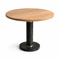 Table ronde en bois et marbre noir 75x90 cm