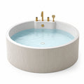 Baignoire ronde en acrylique avec robinetterie dorée