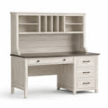 Bureau en bois avec étagères en pin massif blanc et brun foncé