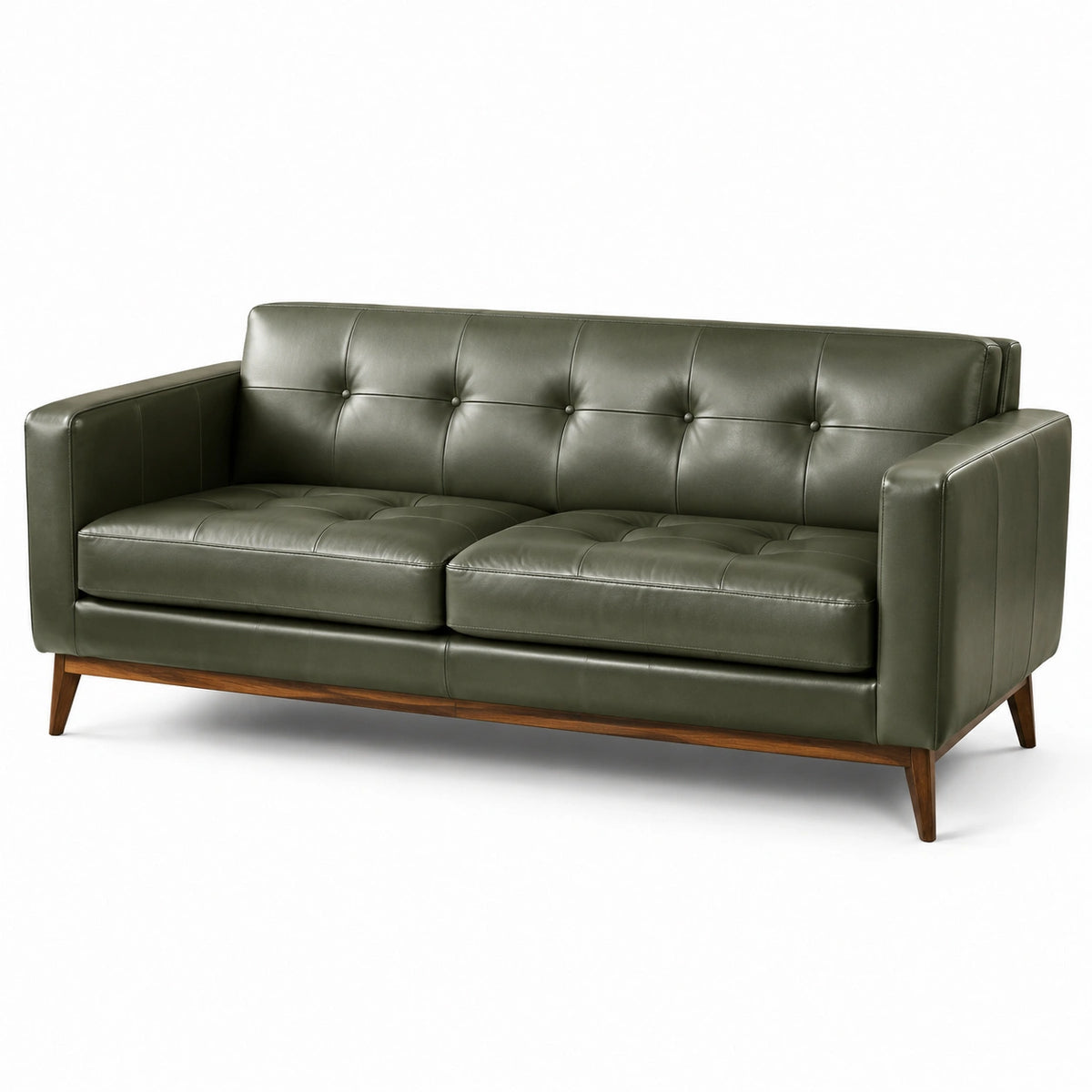 Canapé 3 places en cuir synthétique vert olive