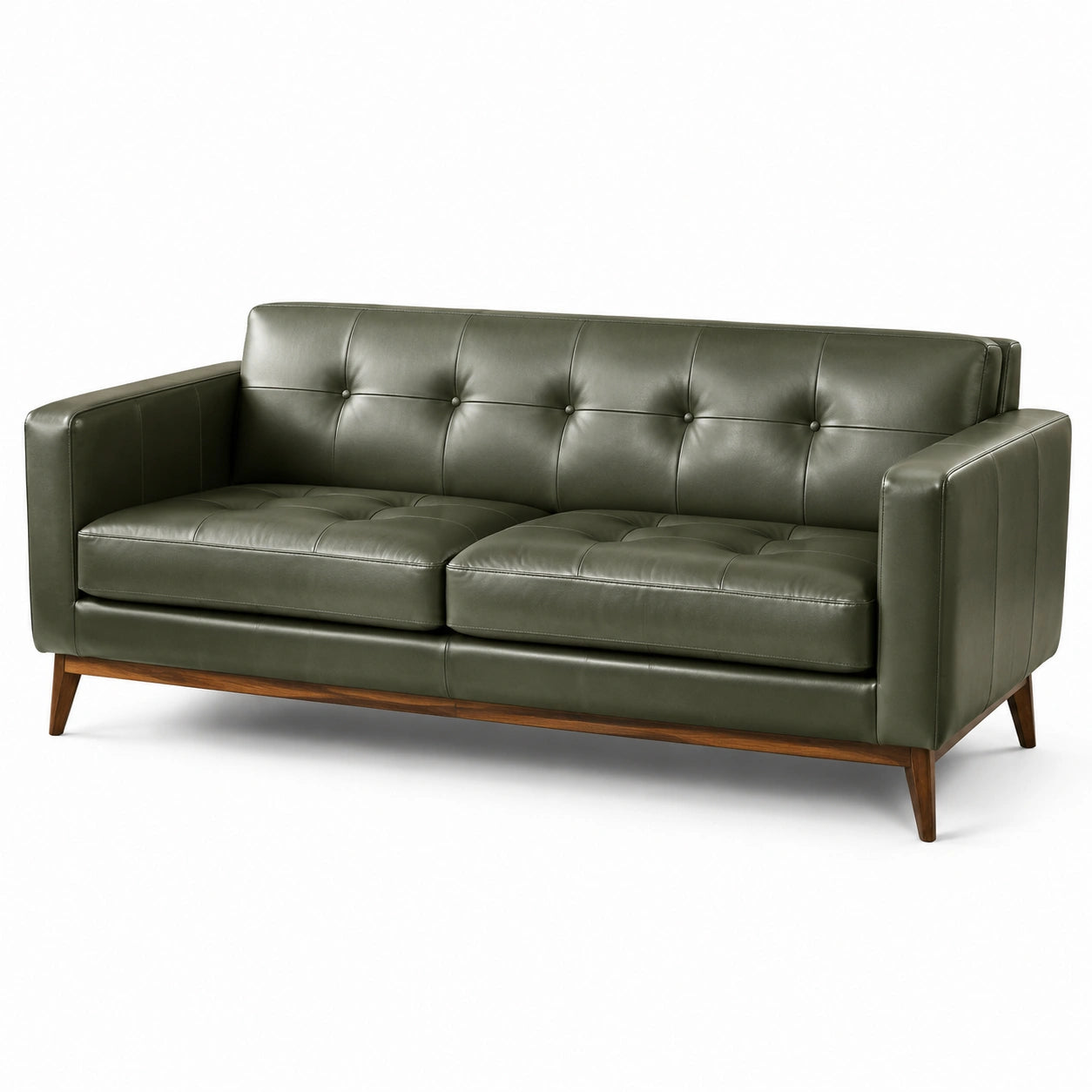 Canapé 3 places en cuir synthétique vert olive