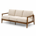 Canapé 3 places en bois et tissu beige