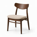 Chaise en bois brun avec assise en tissu beige 45x50x80 cm