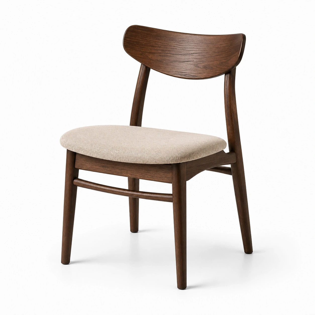 Chaise en bois brun avec assise en tissu beige 45x50x80 cm