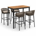 Table haute en bois avec tabourets en aluminium