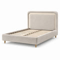 Lit double en bois et tissu beige 200x160 cm