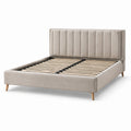Lit en tissu et bois beige 200x160 cm